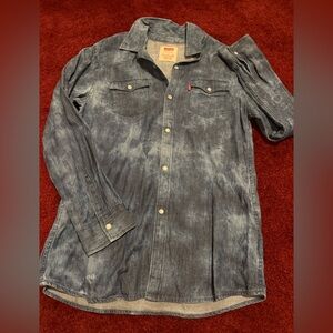 Levi's® Big Boys Long-Sleeve Western Shirt Size XL Iceland Marble Blue Youth